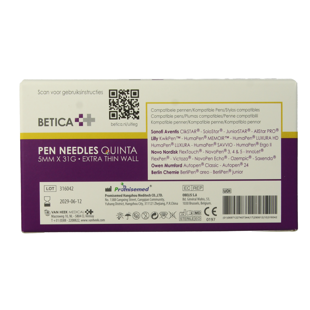 Betica Pennaalden Quinta steriel 5mmx31g 100.00 Stuks