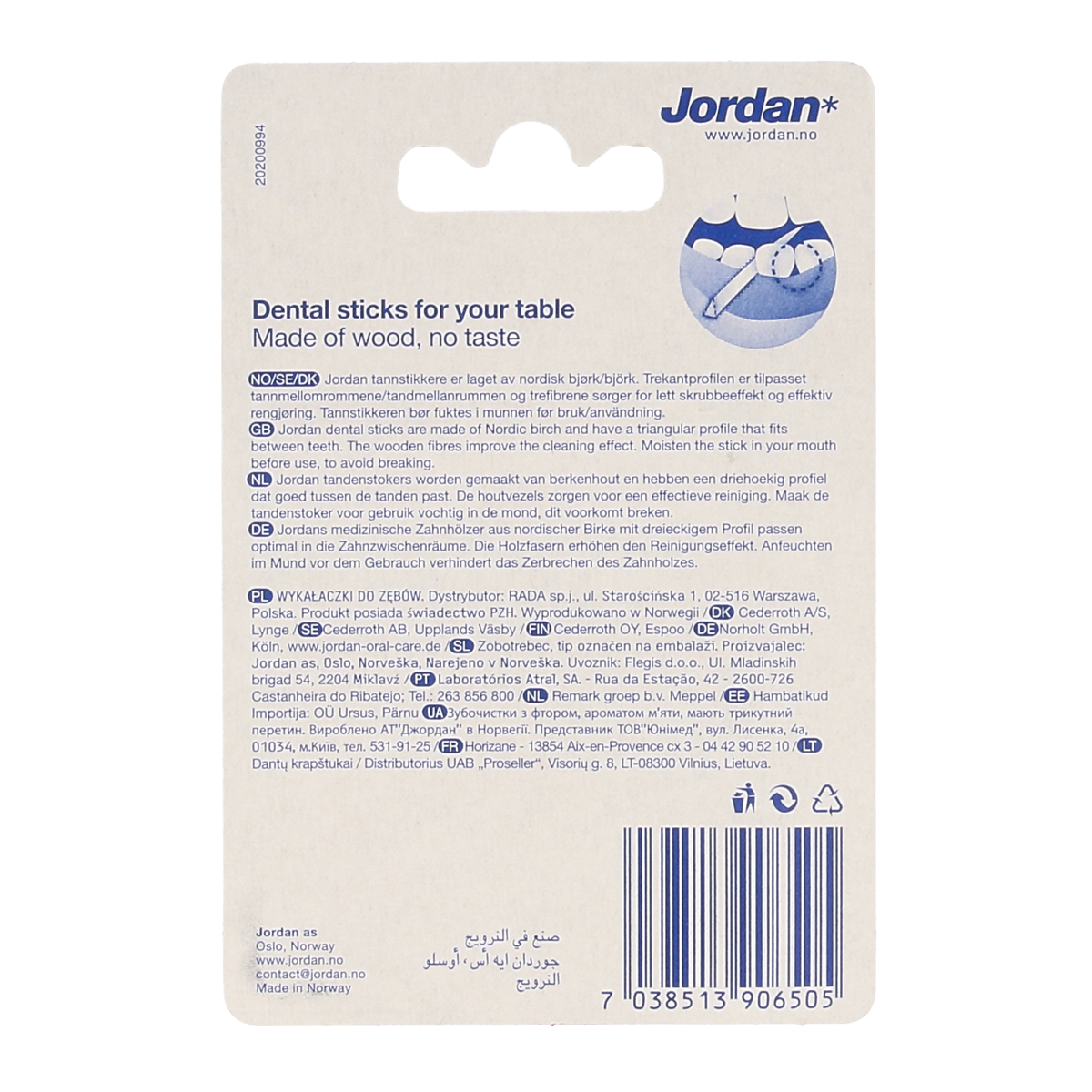 Jordan Tandenstoker tafeldispenser 125 stuks 1.00 Stuks