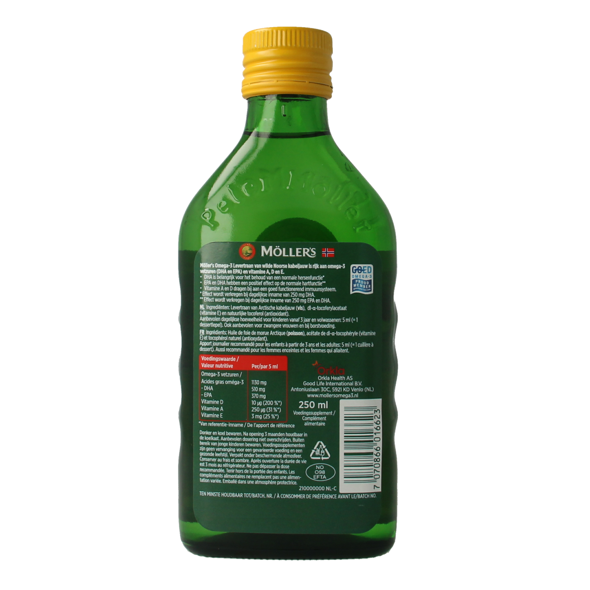 Mollers Omega-3 levertraan naturel 250.00 Milliliter
