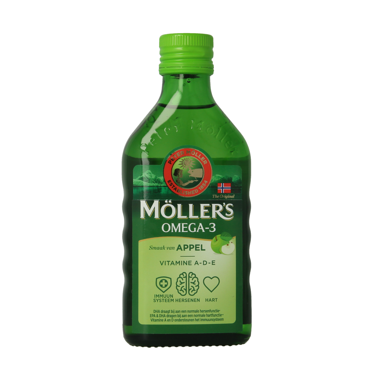Mollers Omega-3 levertraan appel 250.00 Milliliter