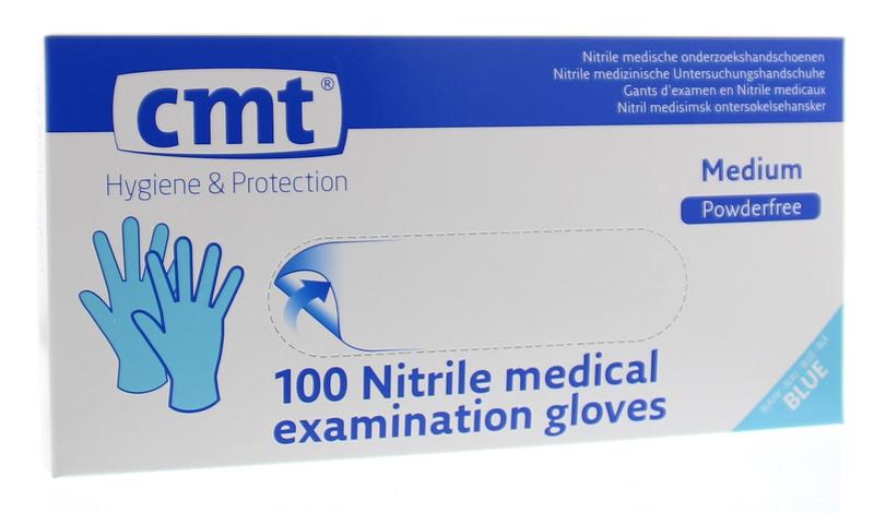 CMT Onderzoekshandschoen nitriel blauw poedervrij maat 100.00 Stuks