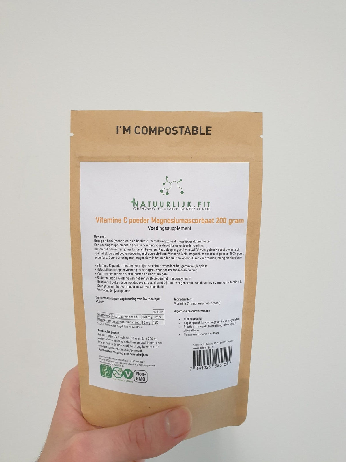 Natuurlijk.fit Vitamine C poeder magnesiumascorbaat 200.00 Gram