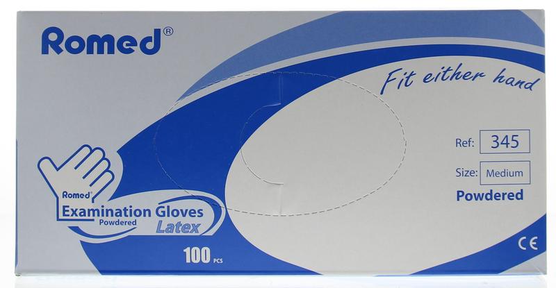 Romed Latex handschoen niet steriel gepoederd M 100.00 Stuks