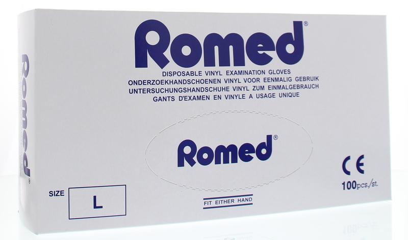 Romed Vinyl handschoen niet steriel gepoederd L 100.00 Stuks