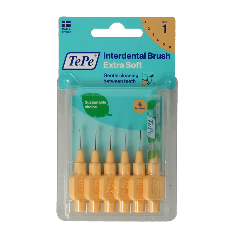TePe Interdentale rager extra soft licht oranje maat 1 6 Stuks