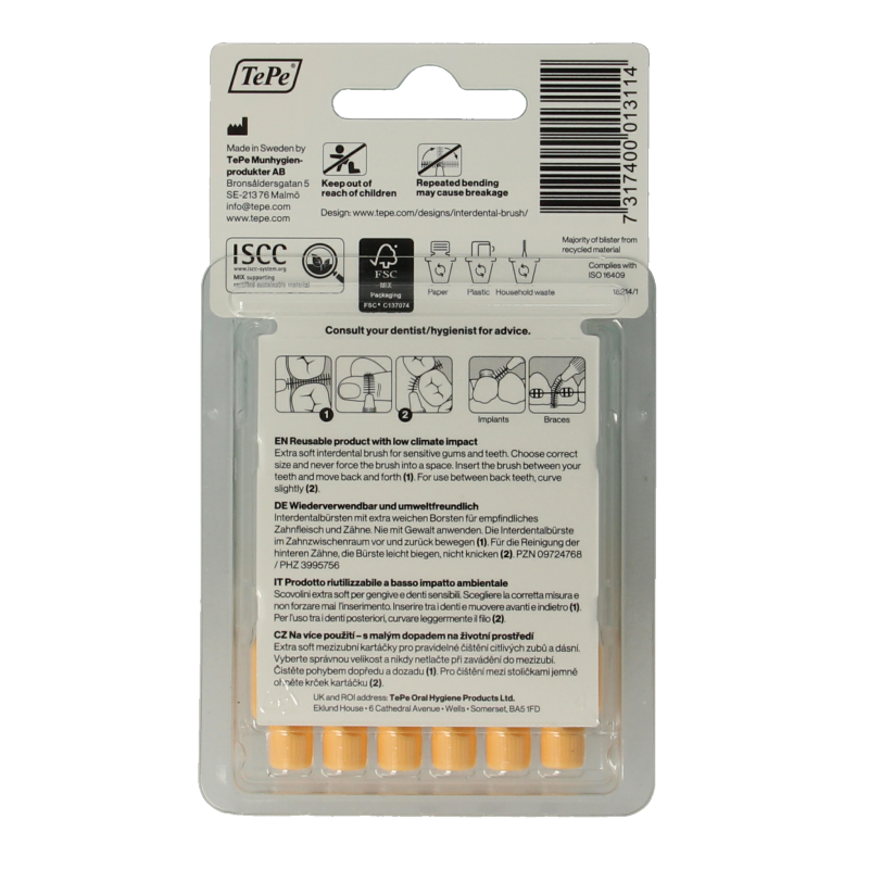 TePe Interdentale rager extra soft licht oranje maat 1 6 Stuks