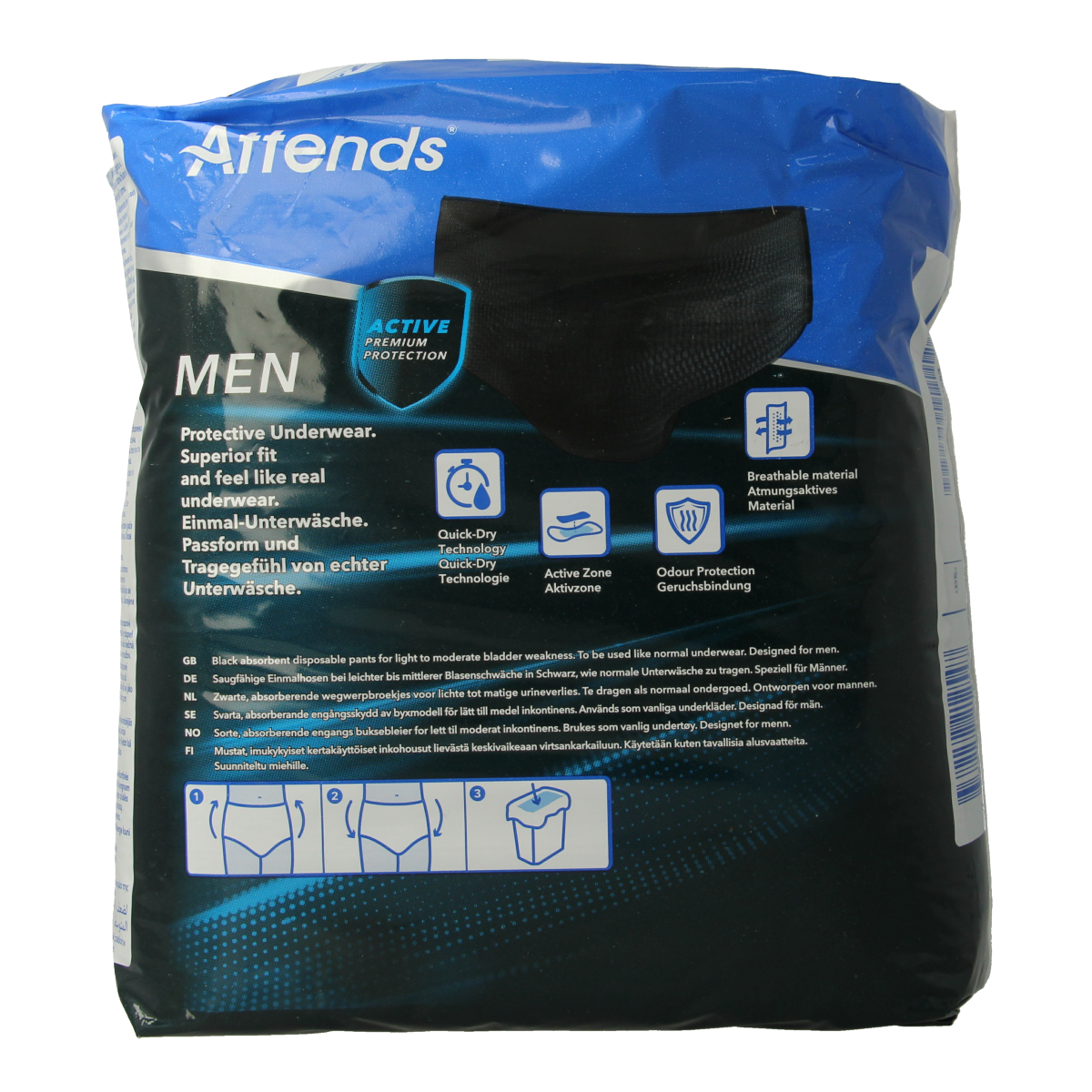 Attends Men discreet underwear zwart maat M 10.00 Stuks