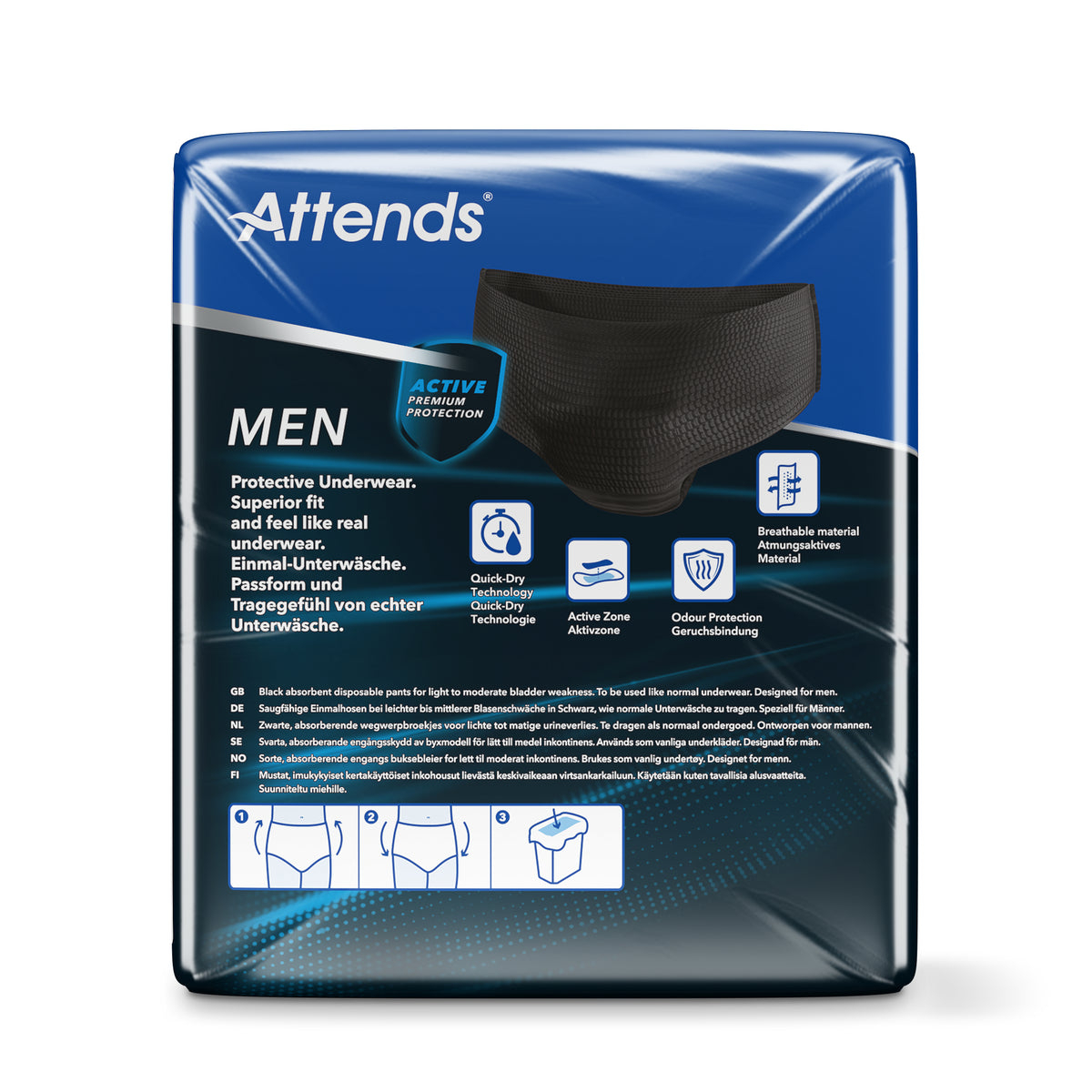 Attends Men discreet underwear zwart maat L 10.00 Stuks