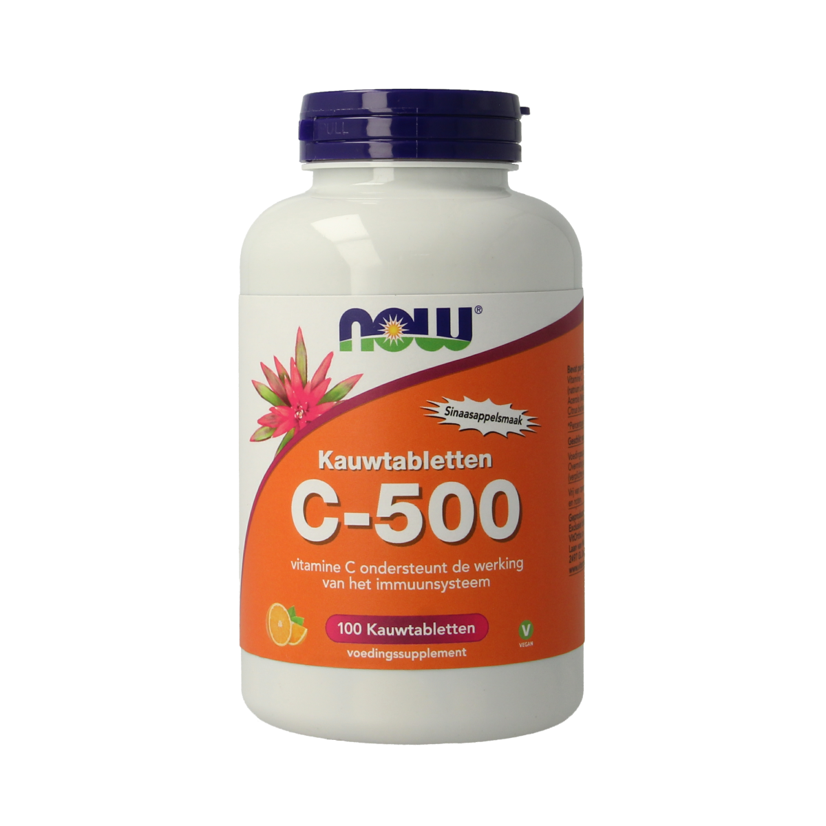 NOW C-500 kauwtabletten sinaasappelsmaak 100.00 Kauwtabletten