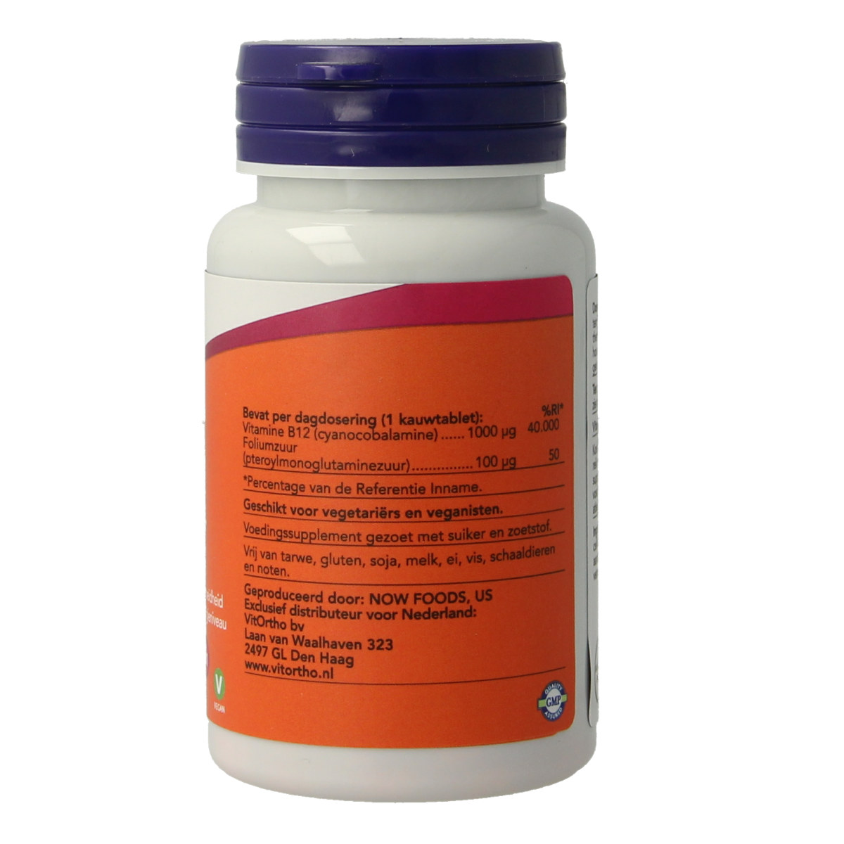 NOW Vitamine B12 1000mcg en Foliumzuur 100mcg 100.00 Kauwtabletten