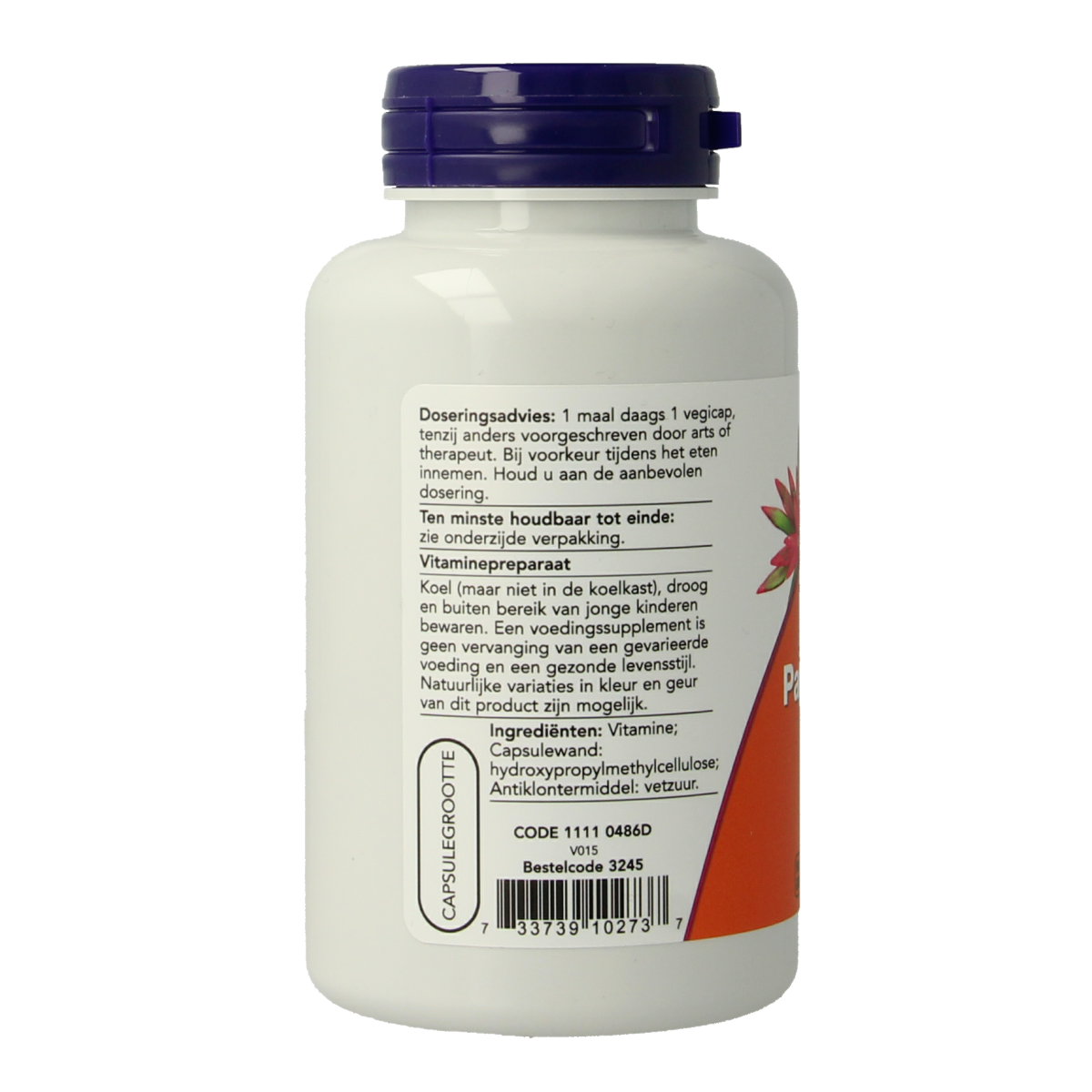 NOW Pantotheenzuur 500mg (B5) 100.00 Vegetarische capsules