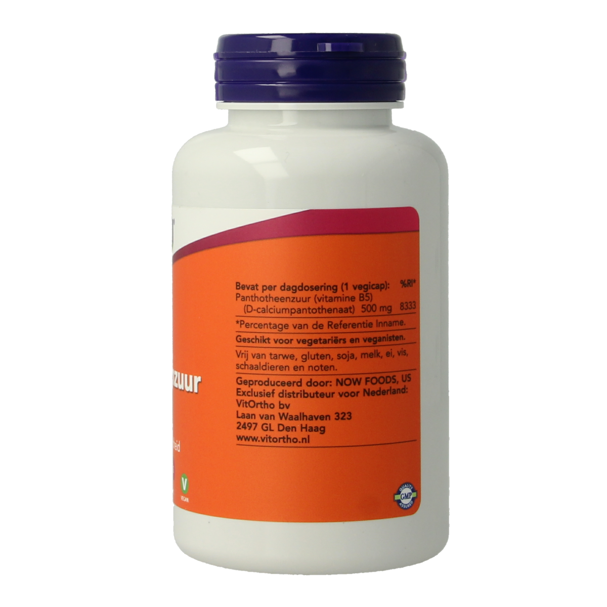 NOW Pantotheenzuur 500mg (B5) 100.00 Vegetarische capsules
