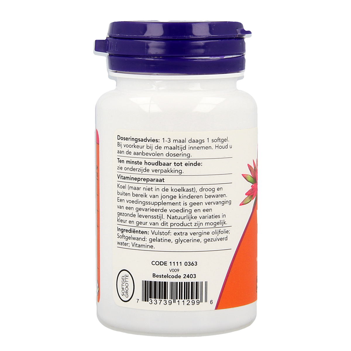NOW Vitamine D3 1000IE 90.00 Softgels