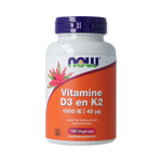 NOW Vitamine D3 en K2 - 1000 IE 45 mcg 180.00 Vegetarische capsules