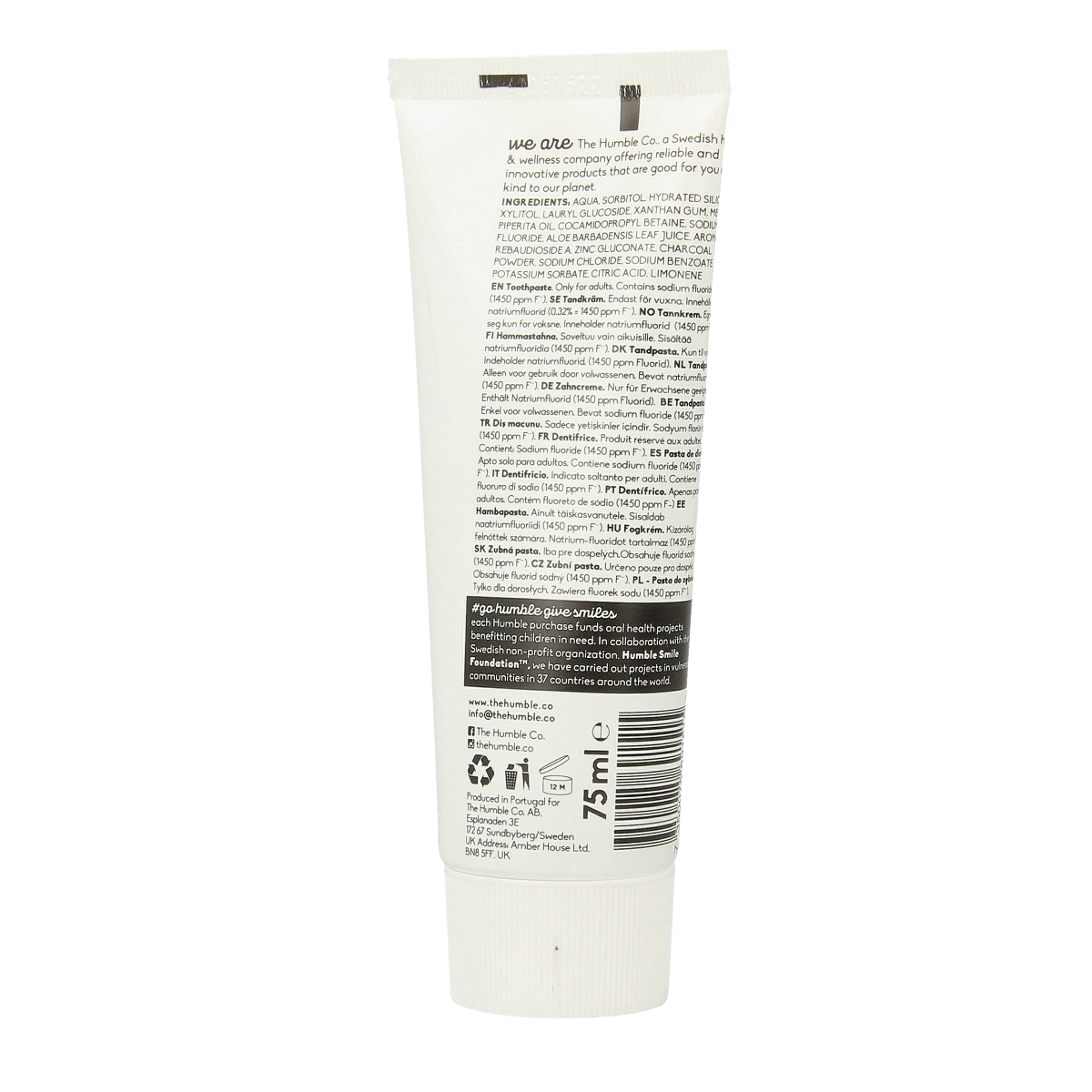 The Humble Co Tandpasta natural charcoal 75.00 Milliliter