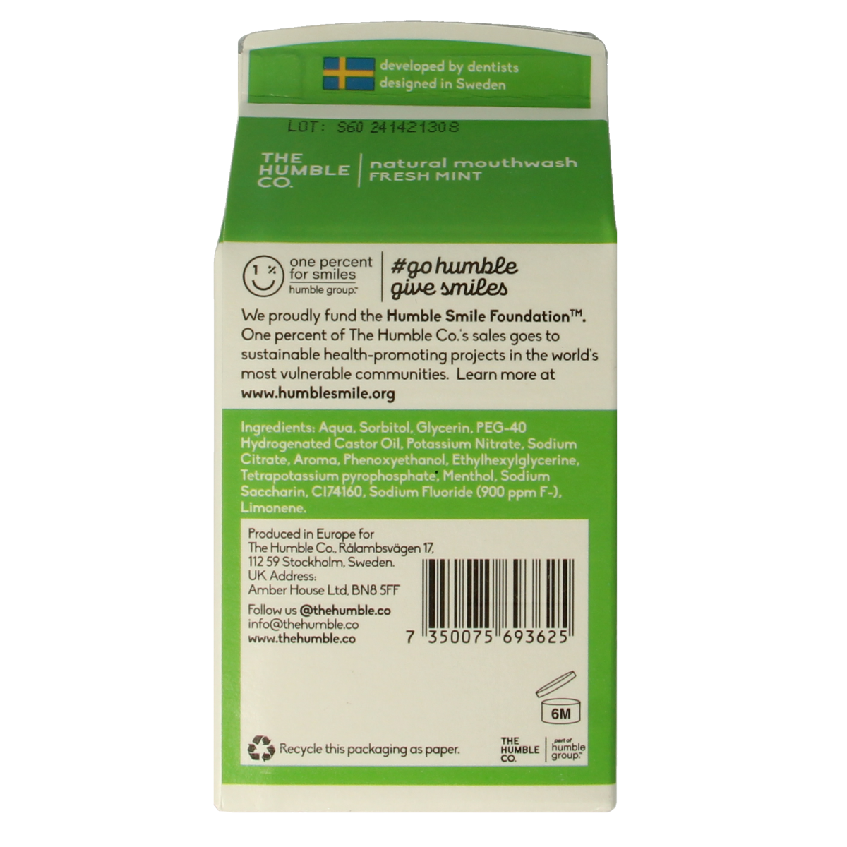 The Humble Co Mondwater fresh mint 500.00 Milliliter