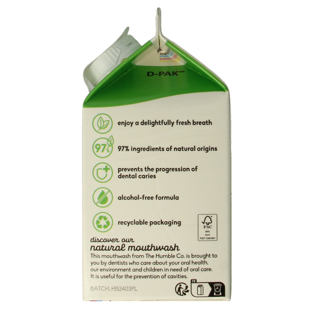 The Humble Co Mondwater fresh mint 500.00 Milliliter