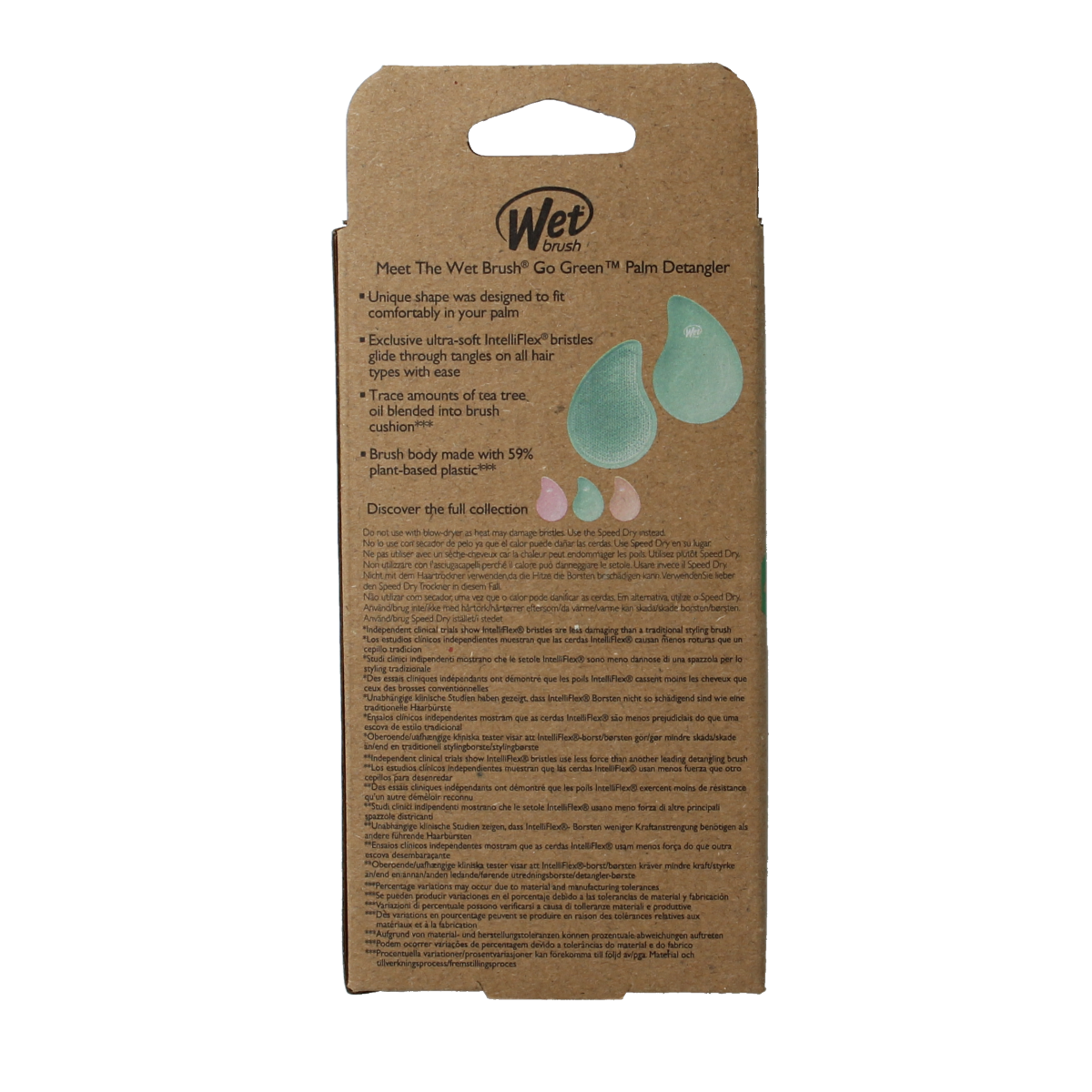 Wet Brush Go green palm detangler green tea tree oil 1.00 Stuks