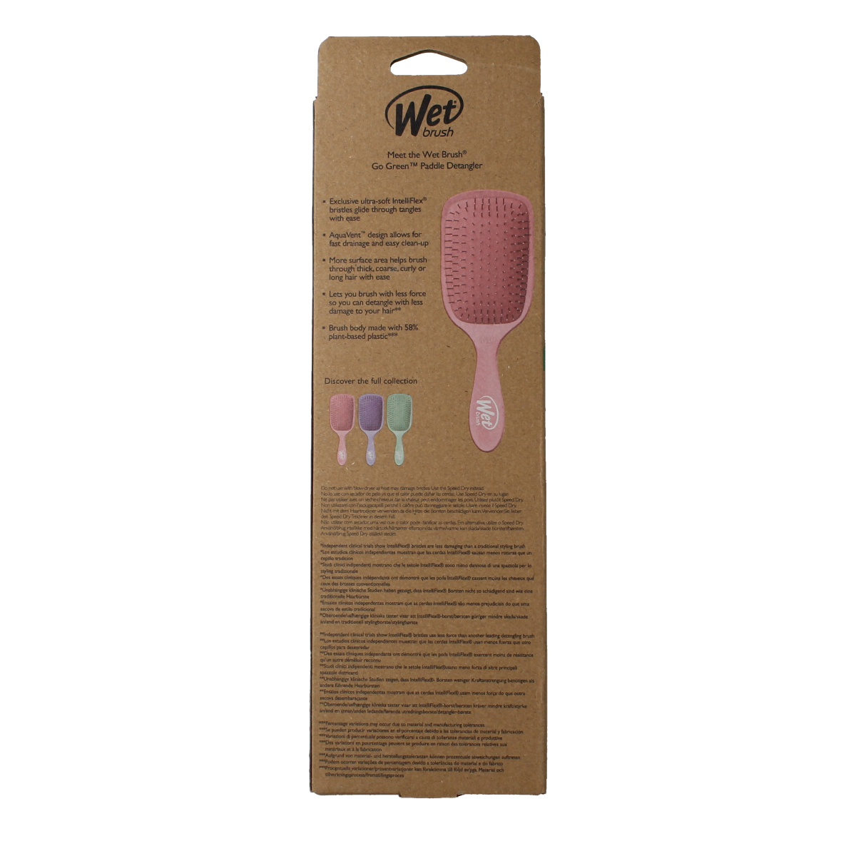 Wet Brush Go green paddle detangler pink 1.00 Stuks