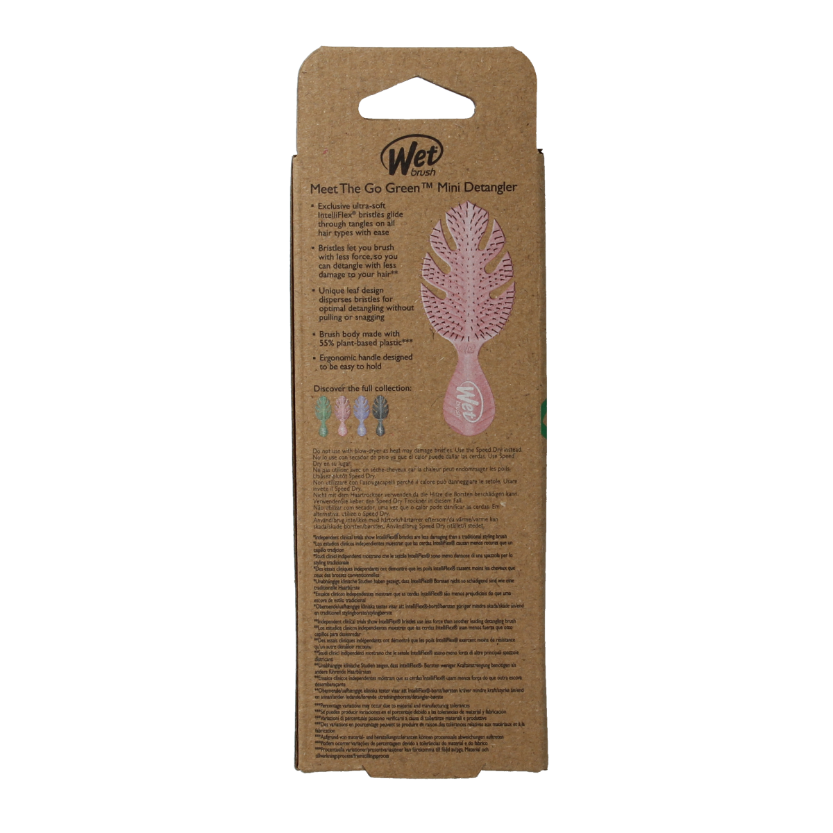 Wet Brush Go green detangler pink mini 1.00 Stuks