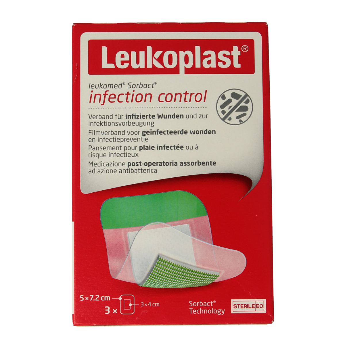 Leukomed Sorbact infection control 5 x 7.2cm 3.00 Stuks