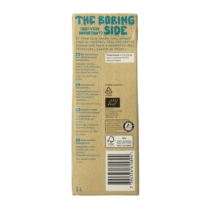 Oatly Haverdrank bio  1 Liter