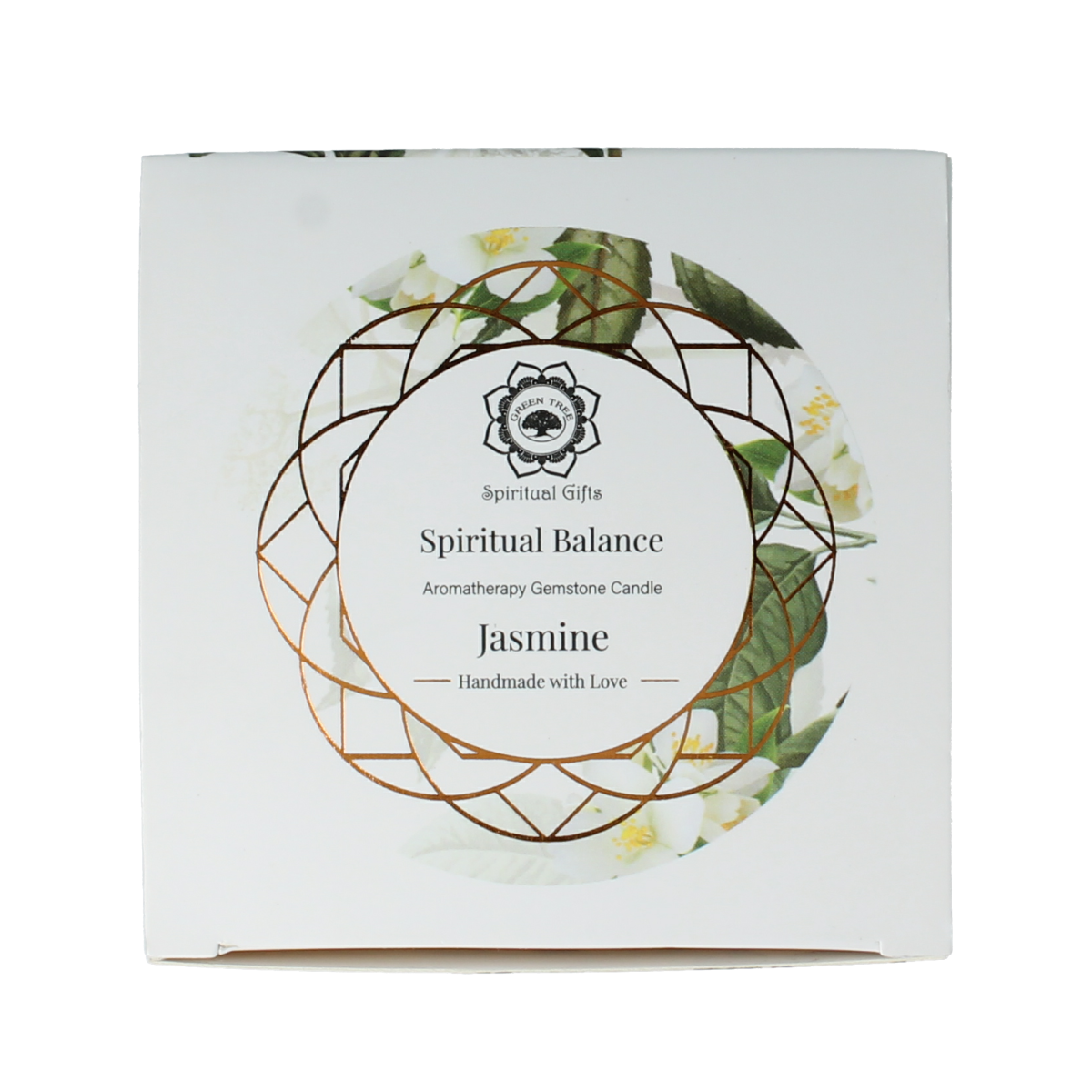 Green Tree Geurkaars edelsteen spiritueel balans jasmijn 70.00 Gram