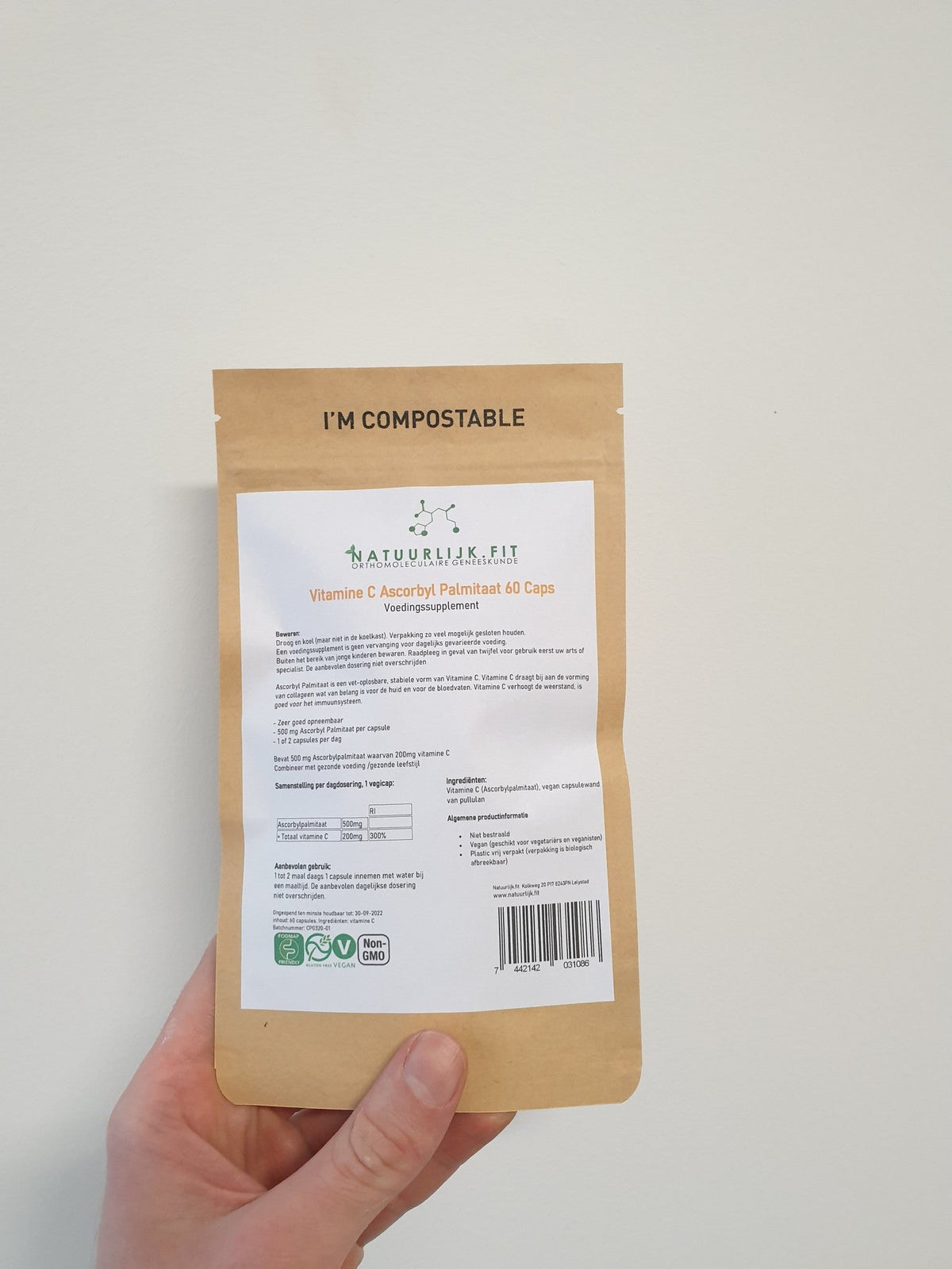 Natuurlijk.fit Vitamine C ascorbylpalmitaat 60.00 Capsules