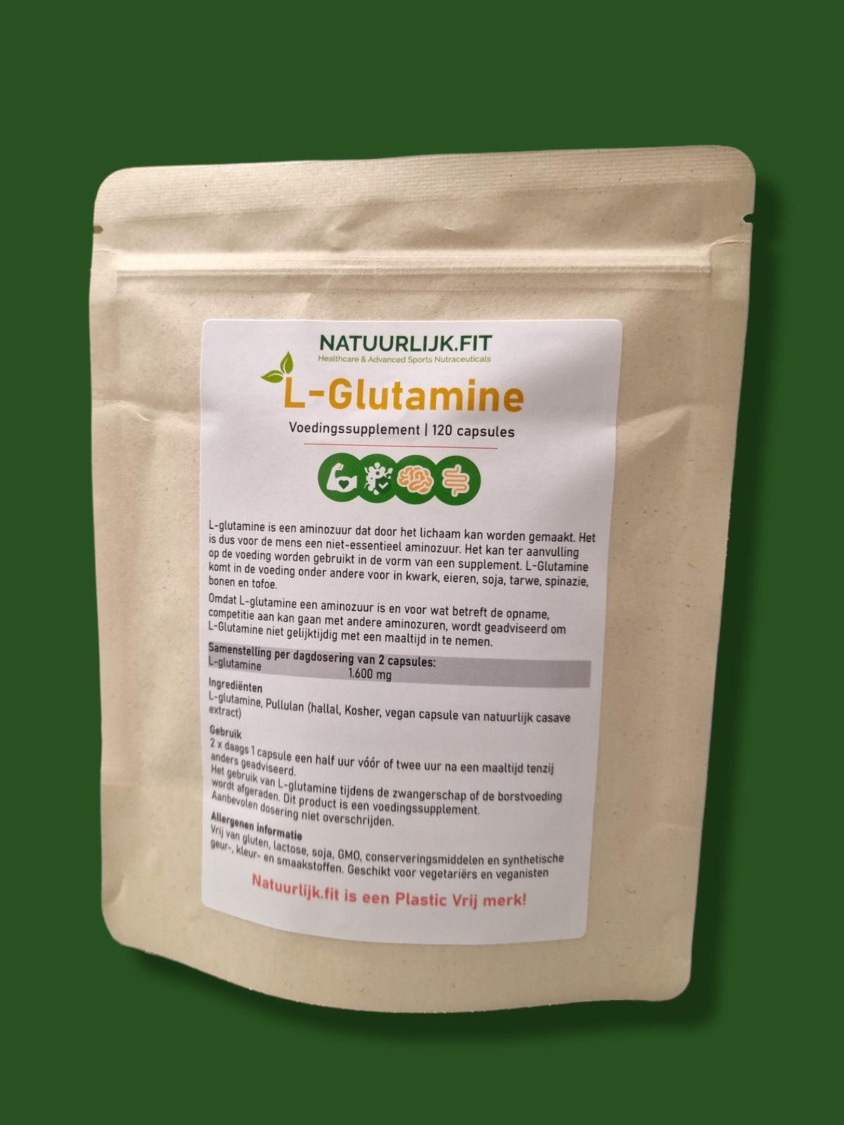 Natuurlijk.fit L-Glutamine capsules 800mg 120.00 Capsules