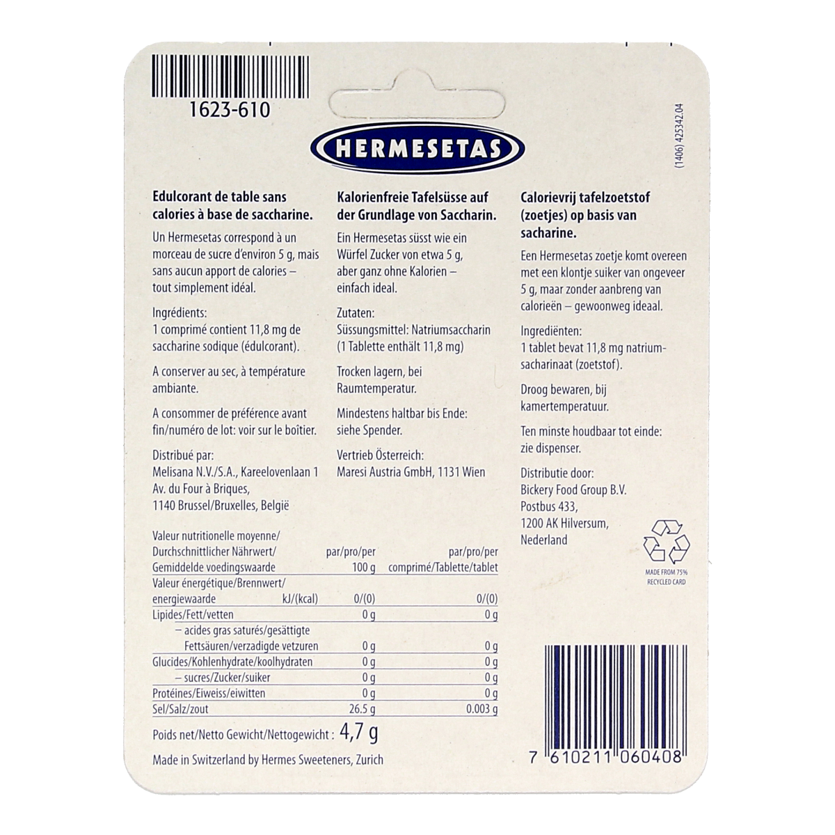 Hermesetas Zoetjes 400.00 Tabletten