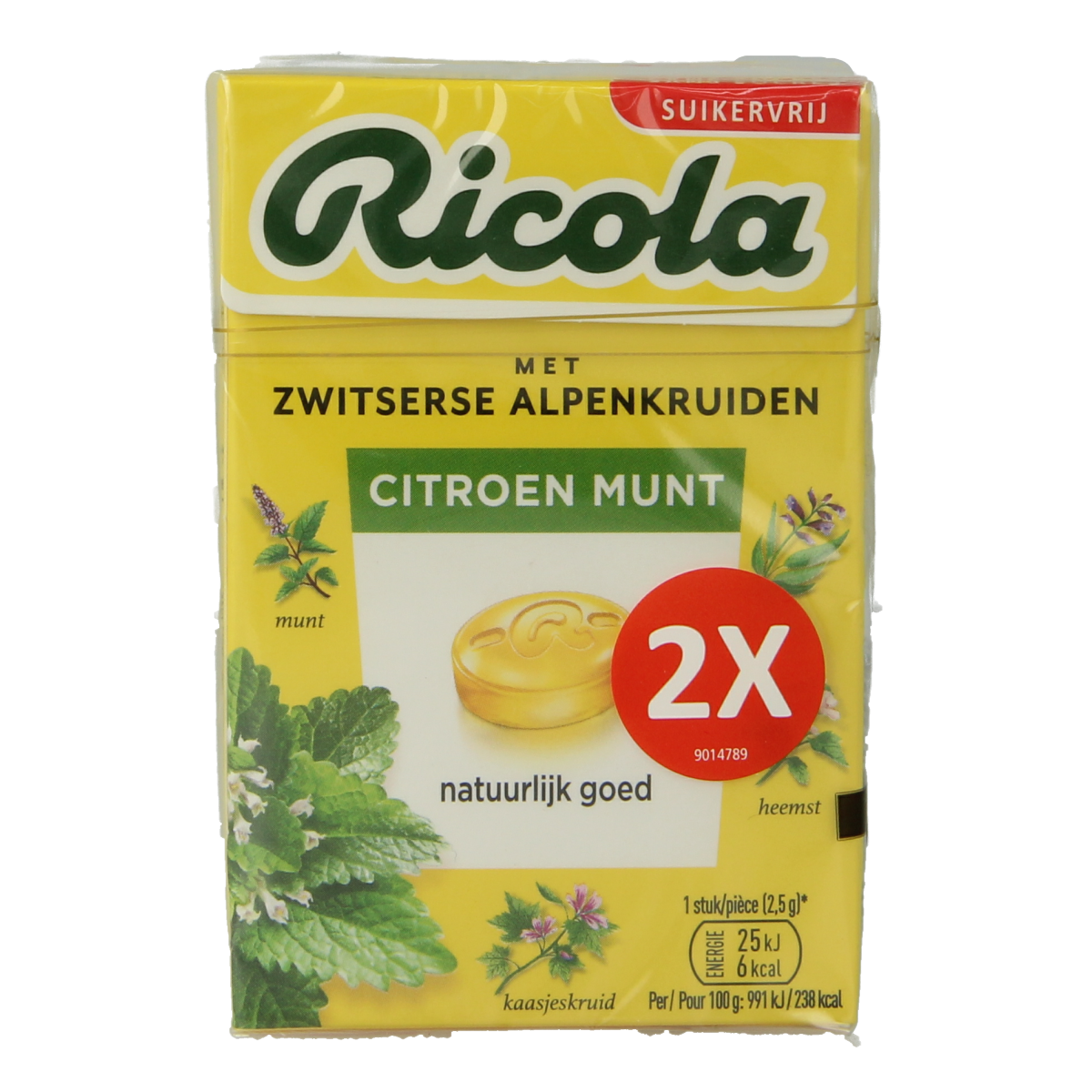 Ricola Citroen munt suikervrij duopak 100.00 Gram