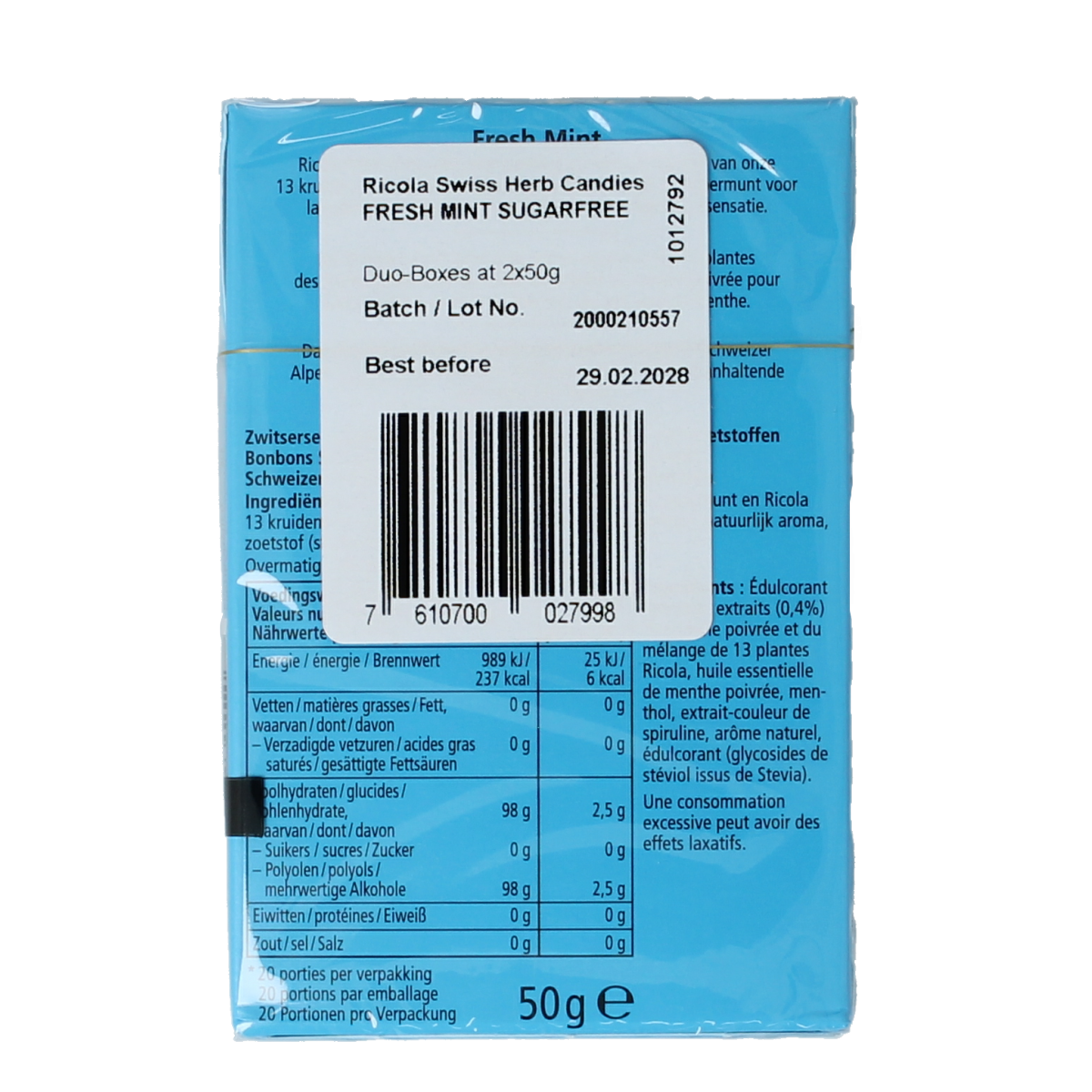 Ricola Fresh mint suikervrij duo pack 100.00 Gram