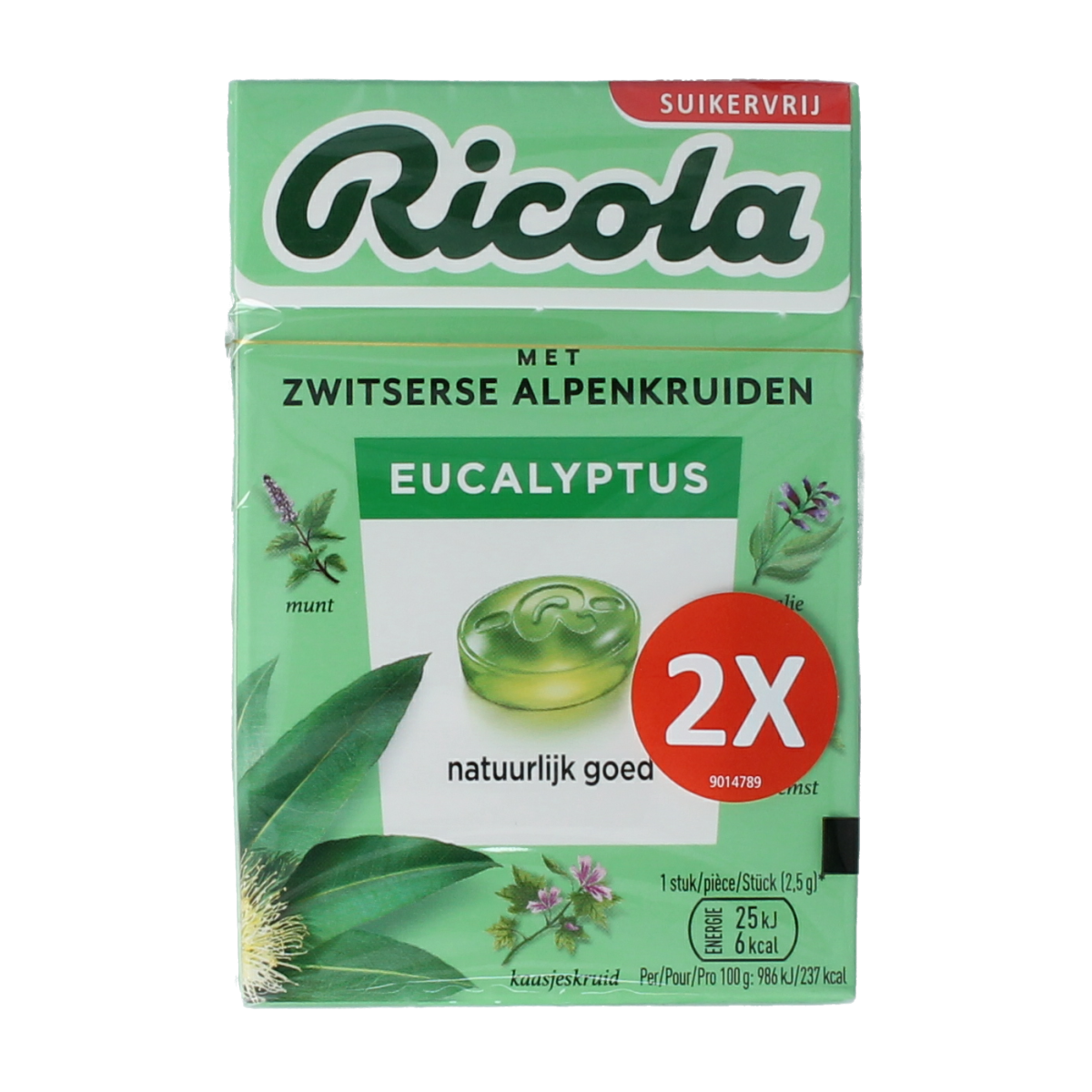 Ricola Eucalyptus suikervrij duo pack 100.00 Gram