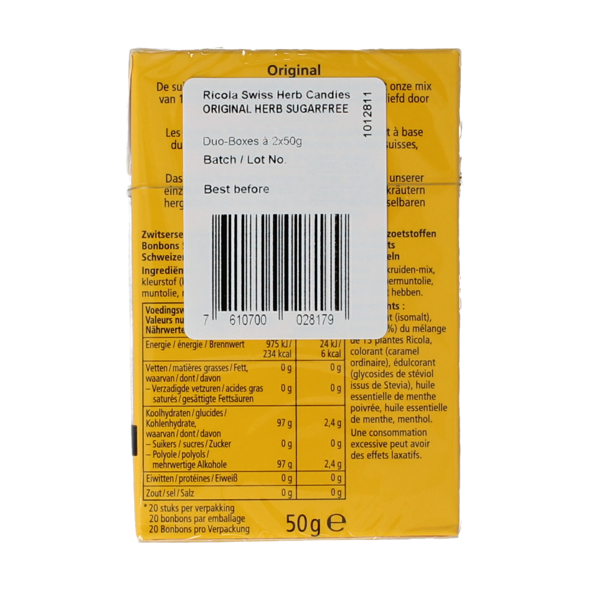 Ricola Original suikervrij duo pack 100.00 Gram