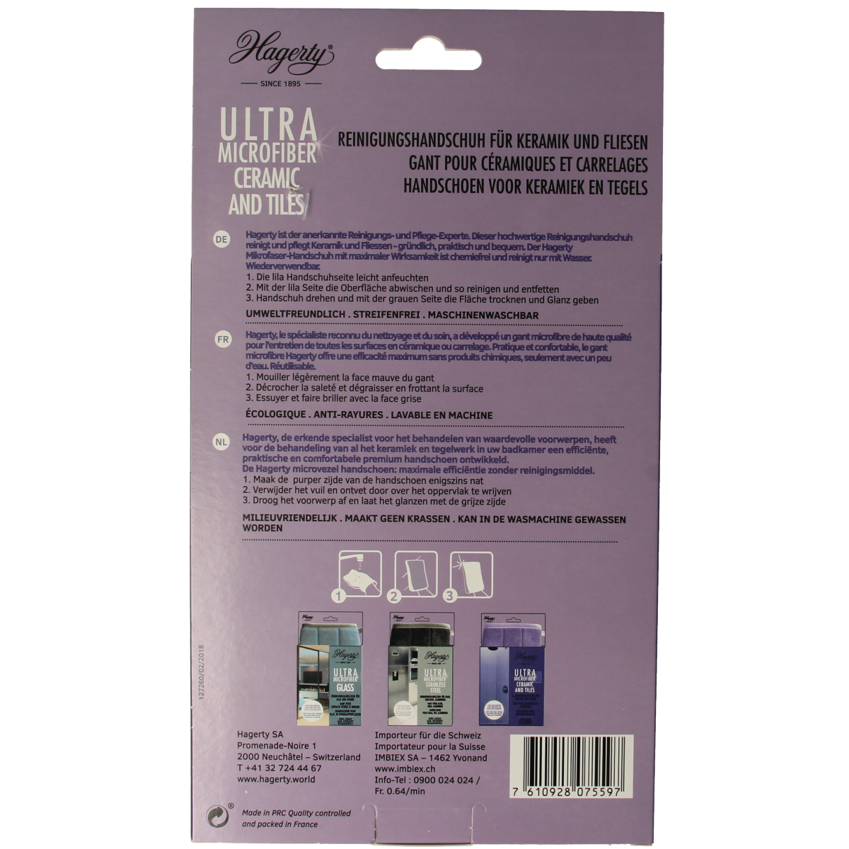 Hagerty Microfiber gloves ceramic & tiles 1.00 Stuks