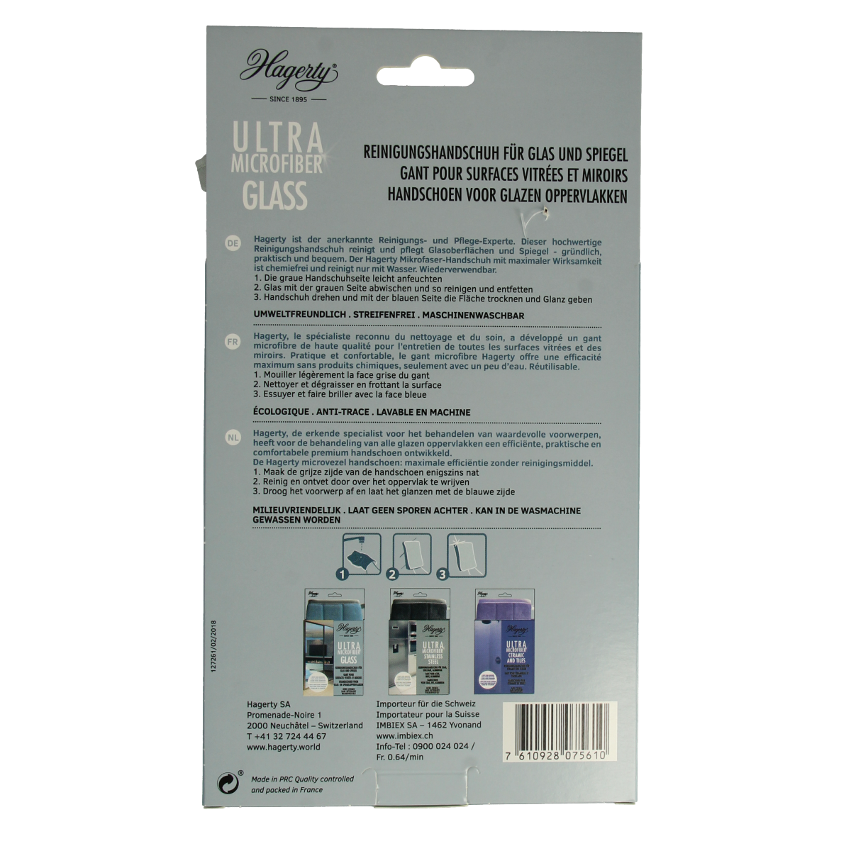 Hagerty Microfiber gloves glass 1.00 Stuks