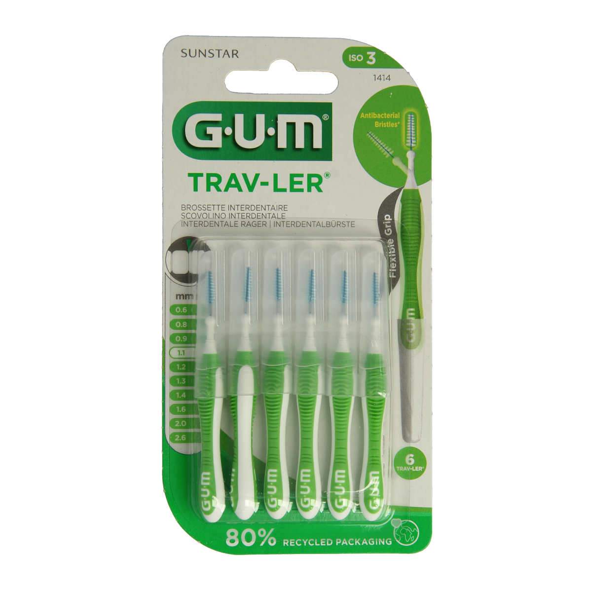 GUM Trav-ler rager 1.1 mm (groen) 6.00 Stuks