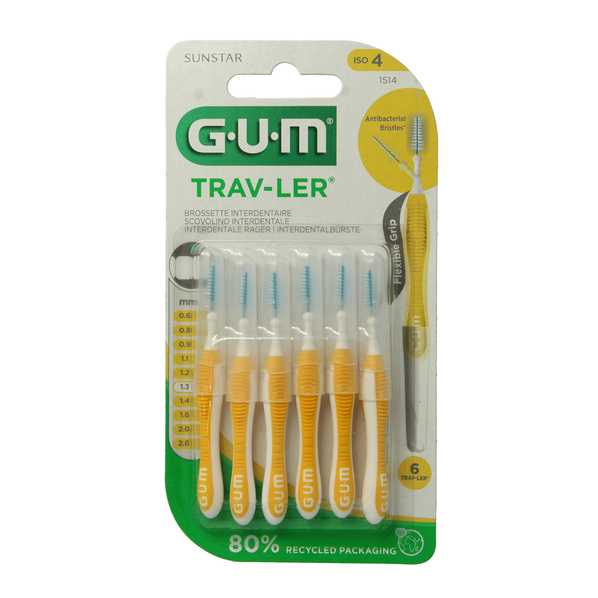 GUM Trav-ler rager 1.3 mm (geel) 6.00 Stuks