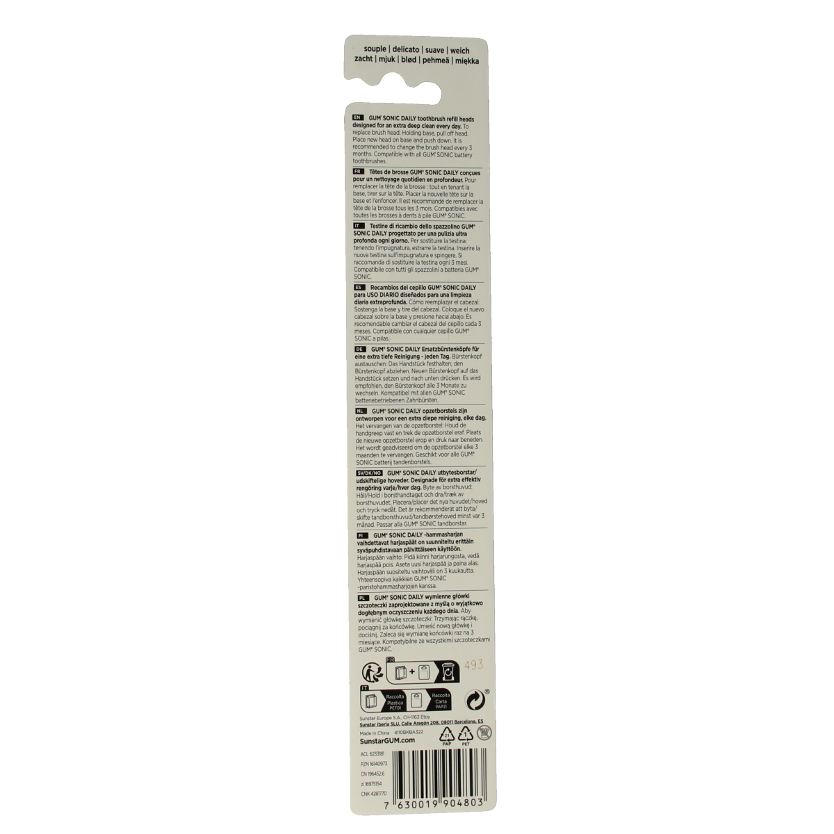 GUM Sonic opzetborstel soft zwart 2.00 Stuks