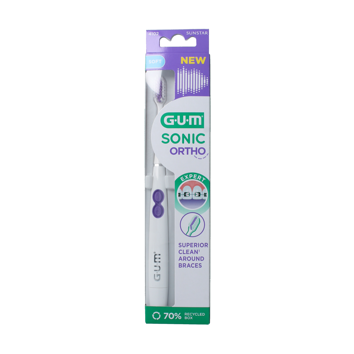 GUM Sonic ortho batterij tandenborstel 1.00 Stuks