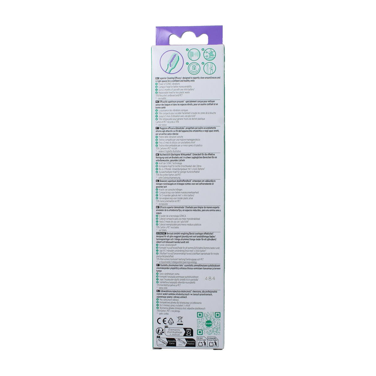 GUM Sonic ortho batterij tandenborstel 1.00 Stuks