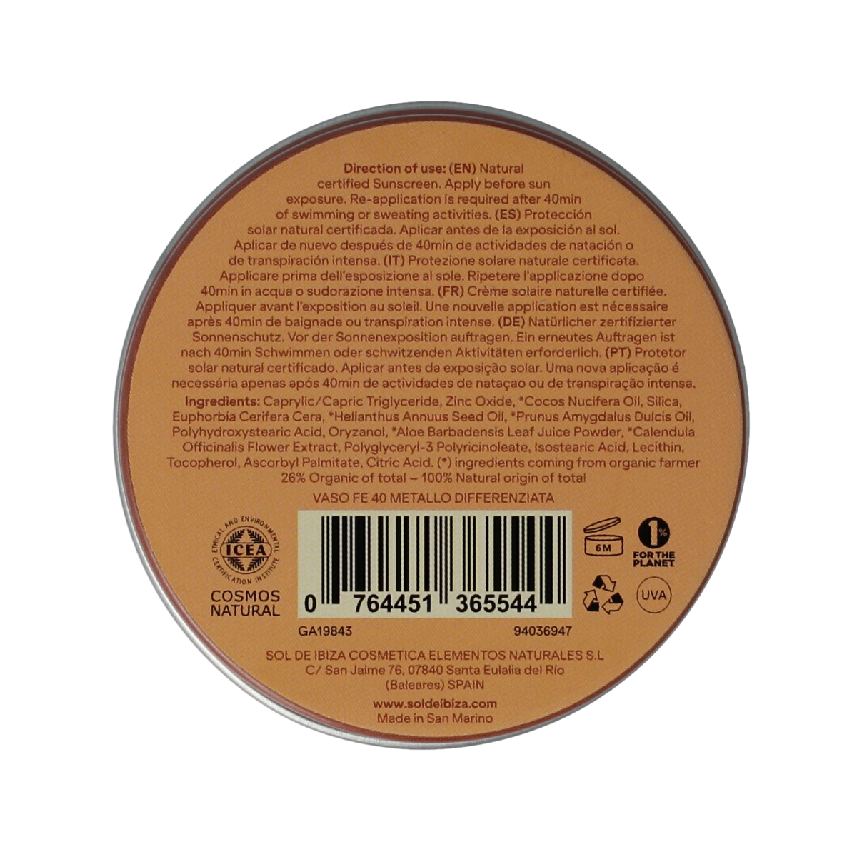 Sol De Ibiza Zonnebrandcreme SPF30 mini bio 30.00 Gram