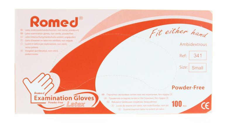 Romed Latex handschoen niet steriel poedervrij S 100.00 Stuks