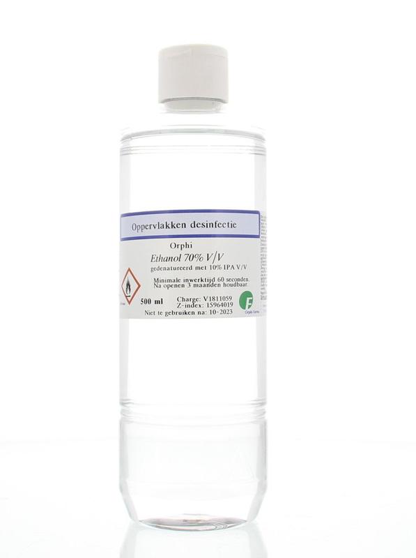Orphi Alcohol ethanol 70% klepdeksel 10% isopropanol 500.00 Milliliter