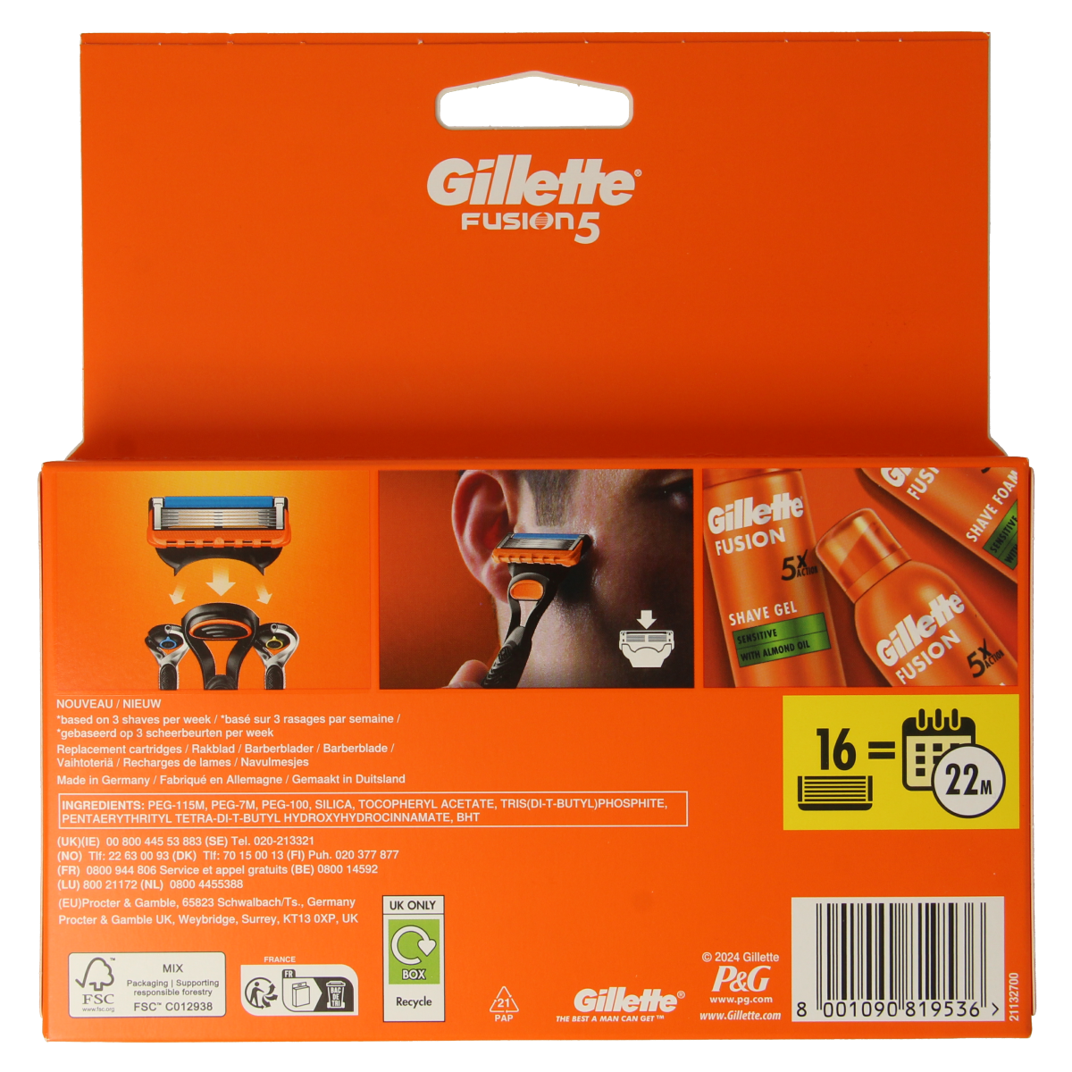 Gillette Fusion manual blades 16.00 Stuks