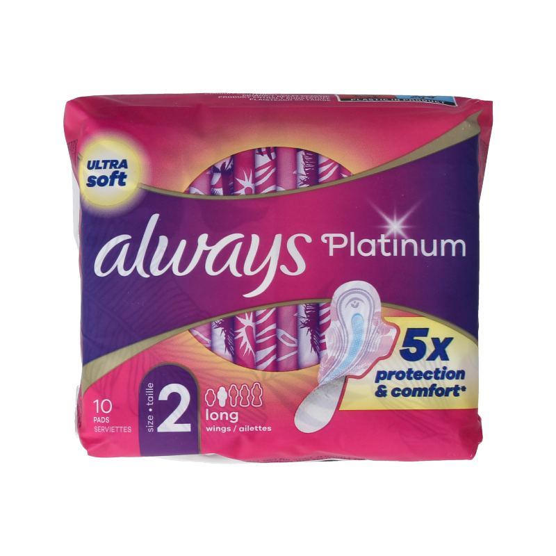 Always Maandverband platinum long vleugels mt 2 10 Stuks