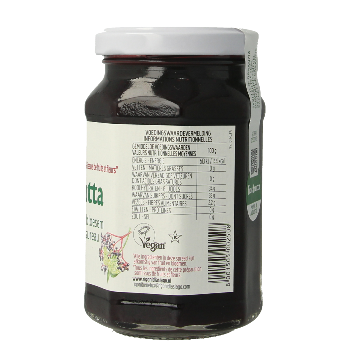 Fiordifrutta Vlierbloesem & vlierbesjam bio 250.00 Gram