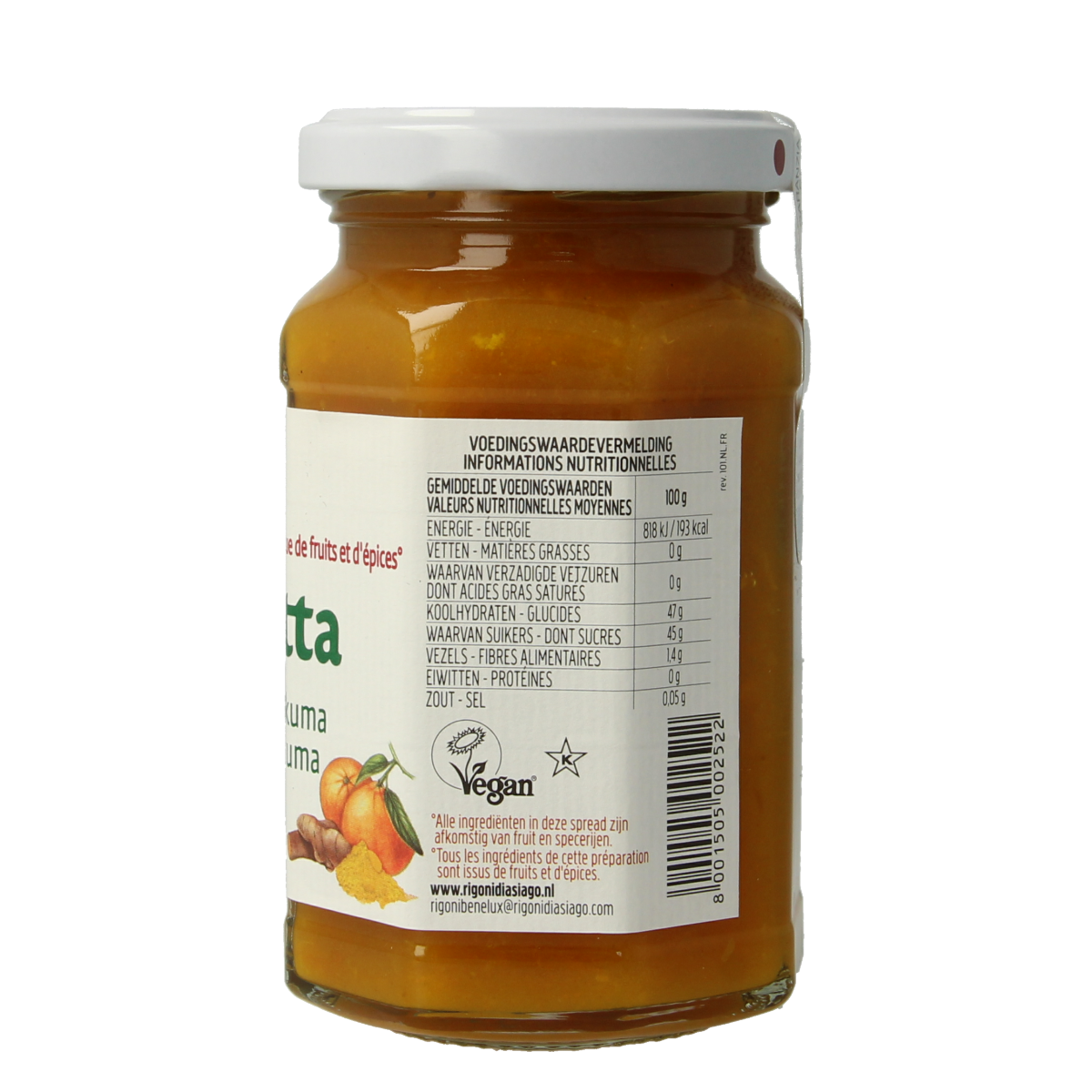 Fiordifrutta Mandarijn & kurkuma jam bio 260.00 Gram
