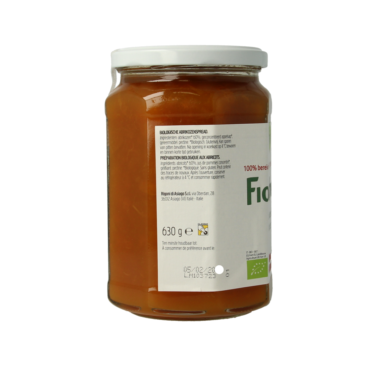 Fiordifrutta Abrikozenjam bio 630.00 Gram