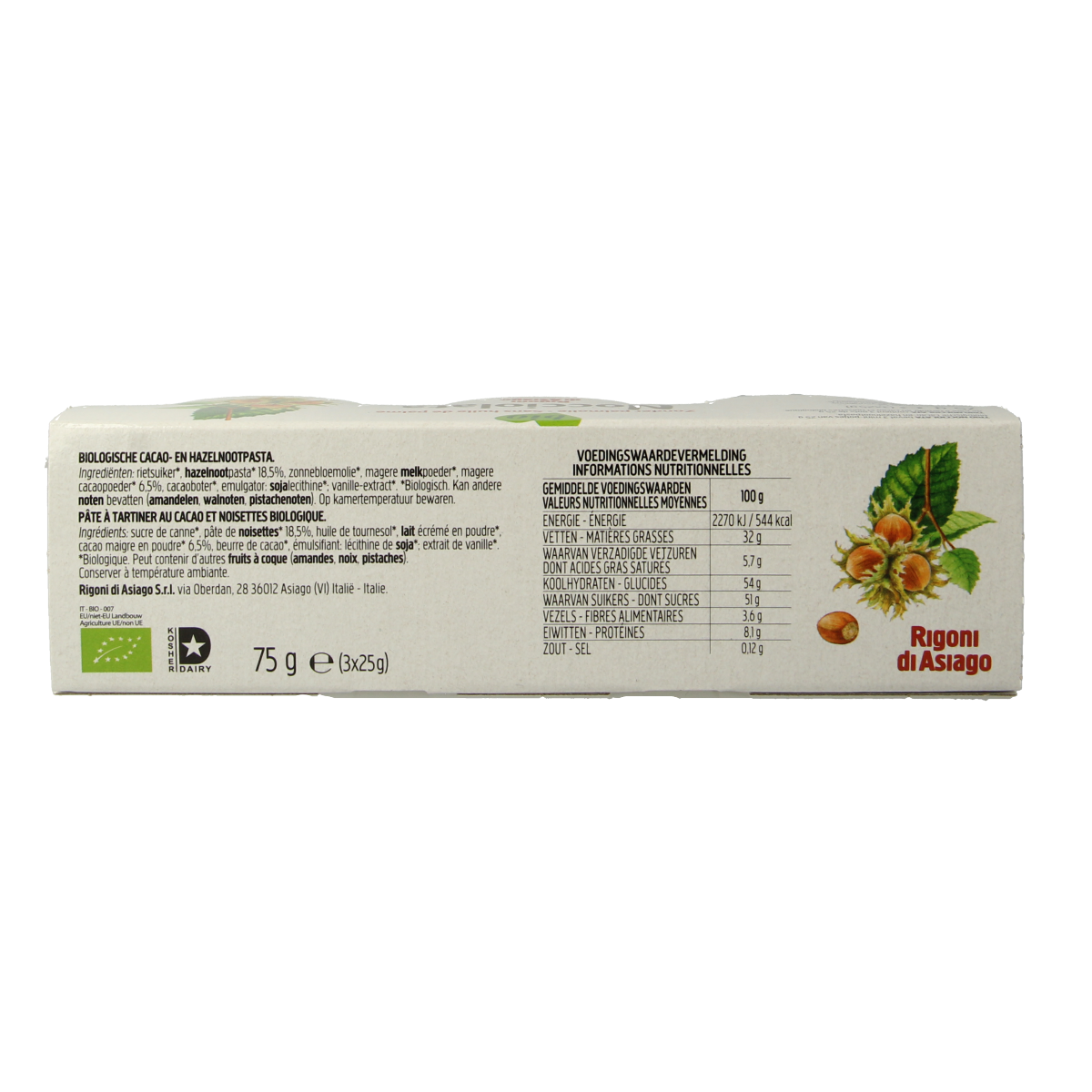 Nocciolata Choco hazelnootpasta bio 75.00 Gram